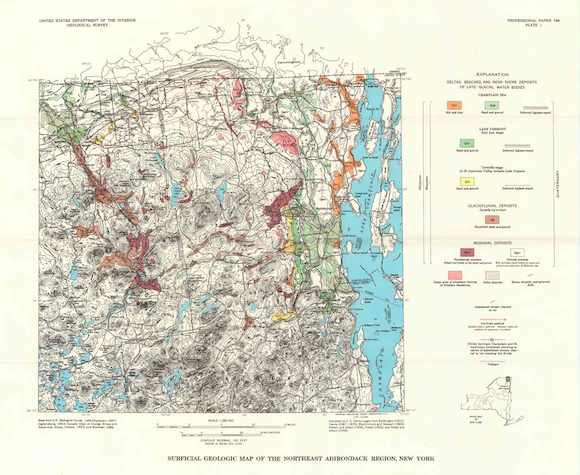 Surficial geologic map of the northeast Adirondack region